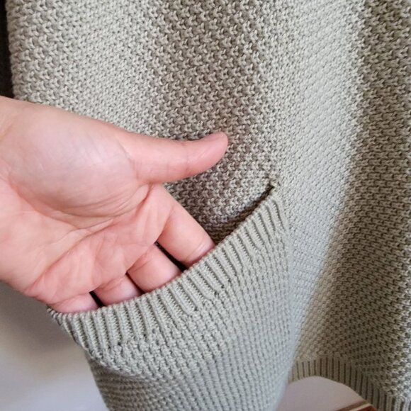 Oversized Knit Sweater With Drop Sleeves & Front Pockets In Sage Green Size XL - Picture 5 of 10